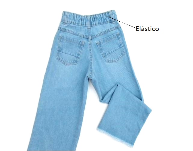 Calça Gilas Inf Fem Jeans Wide Leg Strass
