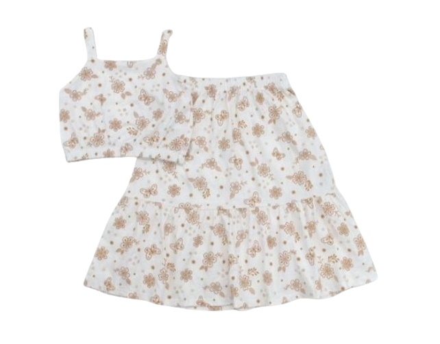 Conjunto Tinyjoy Infantil Feminina Alça Malha Cropped Saia