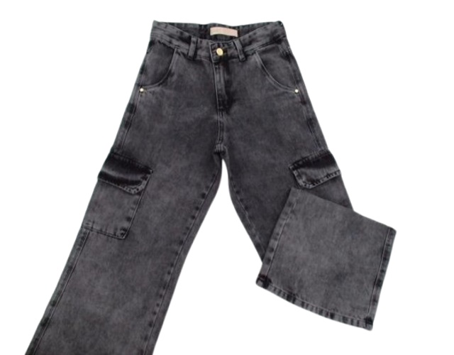 Calça Perbol Juv Fem Jeans Black Wide Leg B.cargo