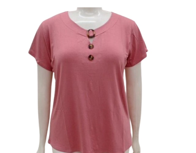 Blusa 7linhas Adulto Extra Grande  Manga Curta Viscolycra Botão