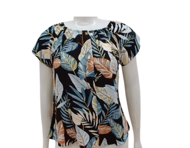 Blusa 7linhas Adulto Extra Grande  Manga Curta Viscose Ciganin