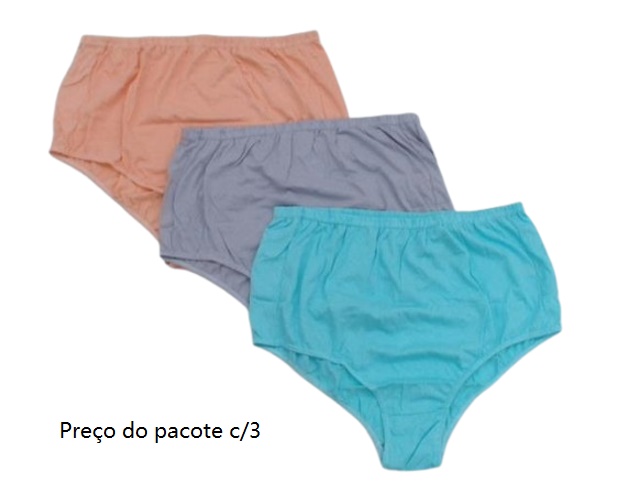 Calcinha Dondoka Adulto Extra Grande Algodão (c/3)