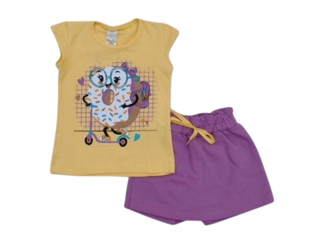 Conjunto Shumakids Primeiros Passos Feminina Manga japonesa Cotton Sho
