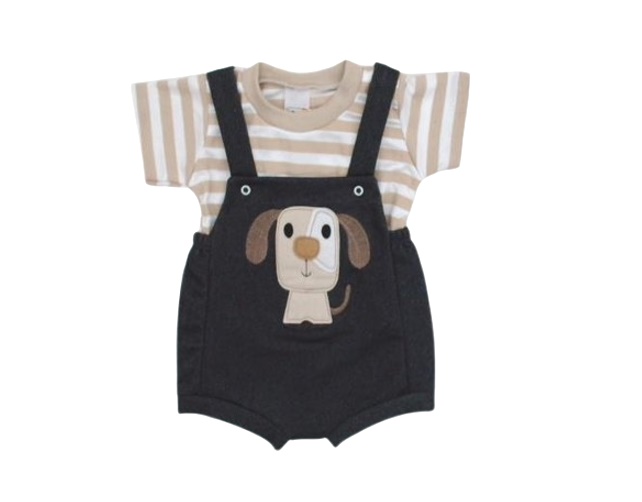 Romper Romila Bebe Masc M/c Cotton Jeans 2pçs