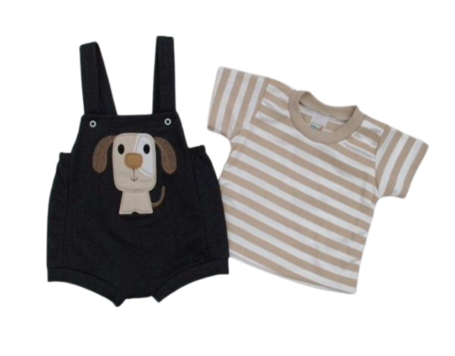 Romper Romila Bebe Masc M/c Cotton Jeans 2pçs