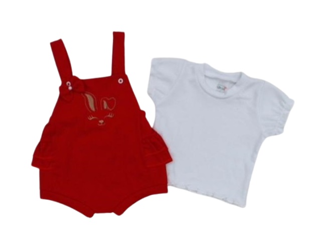 Romper Romila Bebe Fem M/c Malha Babado 2pçs