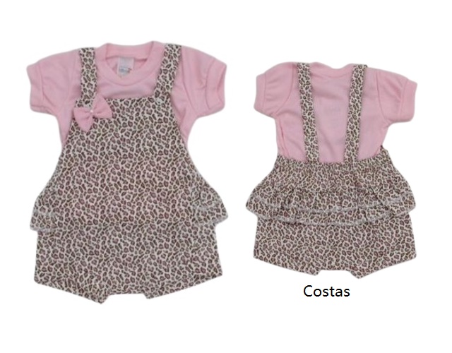 Romper Romila Bebe Manga Curta Malha Babado 2pçs