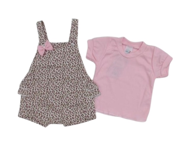 Romper Romila Bebe Manga Curta Malha Babado 2pçs