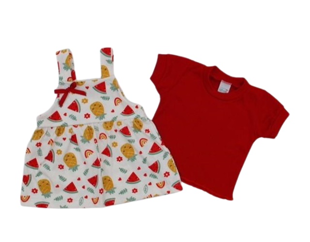 Salopete Romila Bebe Manga Curta Malha 2pçs