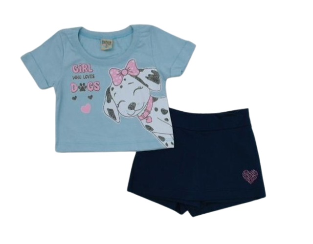 Conjunto Didiene Primeiros Passos Feminina Manga Curta Malha Short-saia