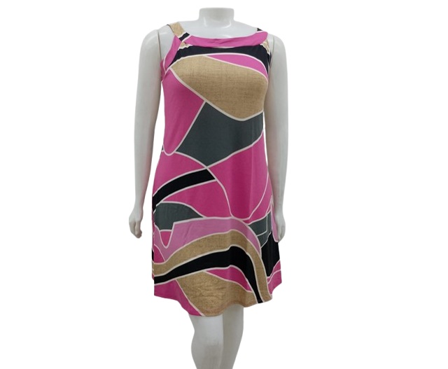 Vestido Lulian Adulto Extra Grande Regata Viscolycra Estampado