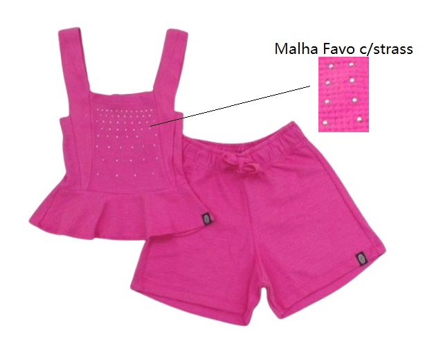 Conjunto Sweetchild Juvenil  Regata Malha Favo Short