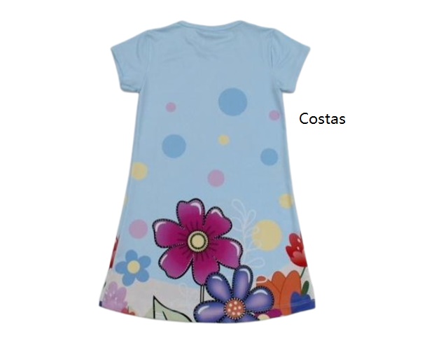Vestido Mundonicky Infantil Manga Curta Poliéster Estampado