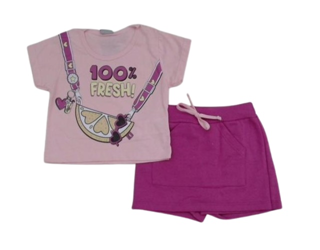 Conjunto Pimentinha Infantil  Manga Curta Malha Short-saia