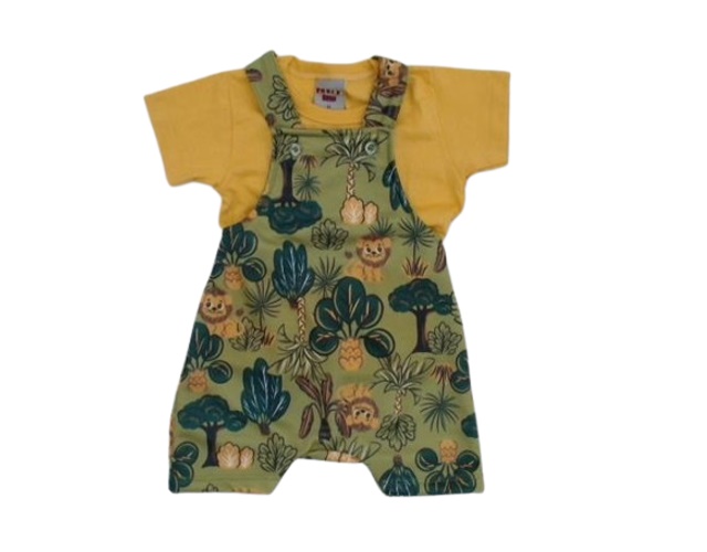 Jardineira Pimentinha Bebe Masc M/c Moletinho 2pçs