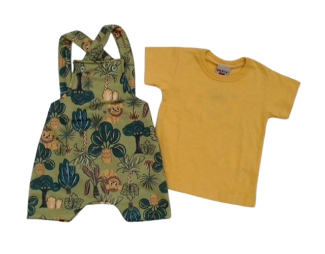 Jardineira Pimentinha Bebe Masc M/c Moletinho 2pçs