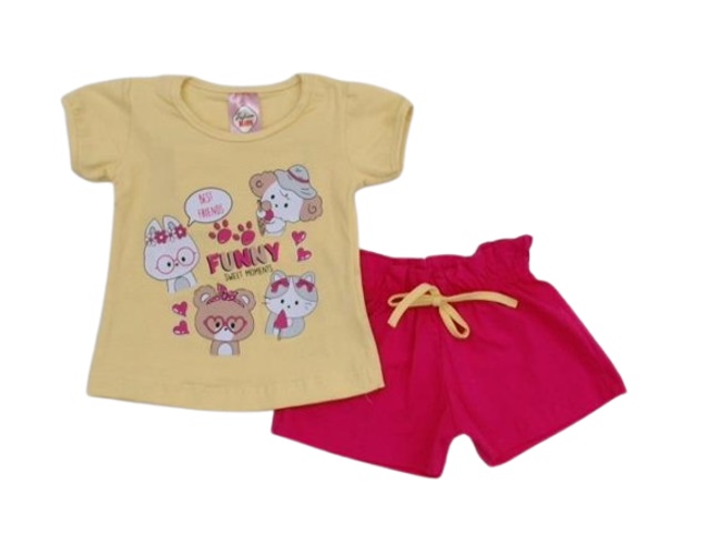 Conjunto Fashionkids Bebe Fem M/c Cotton Short