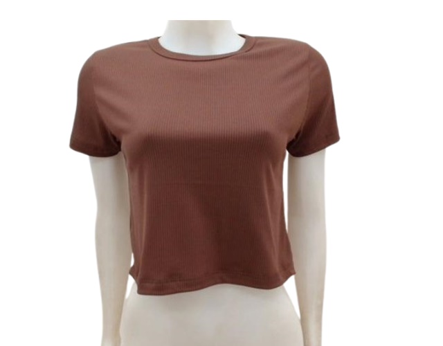 Blusa Aquamarine Adulto  Manga Curta Poliéster Canelada Croppe