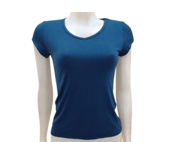 Blusa Aquamarine Adulto  Manga Curta Viscolycra Decote V
