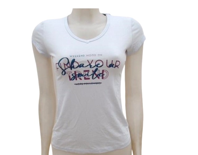 Blusa Aquamarine Adulto  Manga Curta Viscolycra Decote V