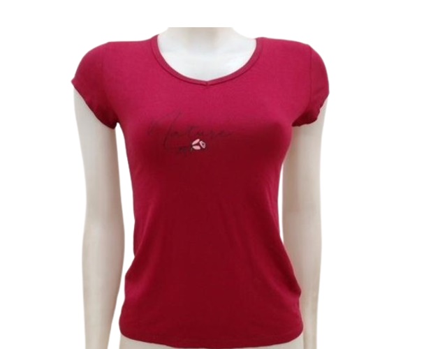 Blusa Aquamarine Adulto  Manga Curta Viscolycra Decote V