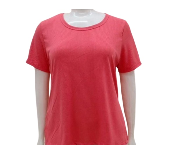 Blusa Aquamarine Adulto Extra Grande Manga Curta Poliéster Canelada