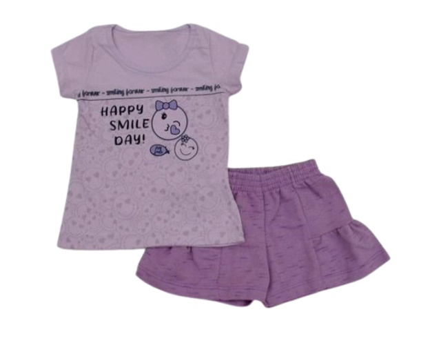 Conjunto Wkids Primeiros Passos Feminina Manga Curta Malha Short