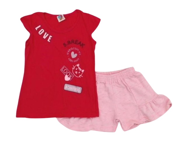 Conjunto Wkids Infantil  Manga japonesa Malha Short