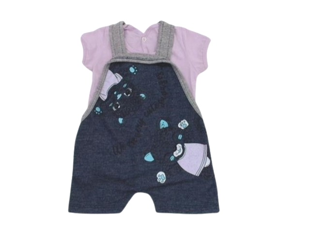 Jardineira Wilbertex Bebe Fem M/c Moletinho 2pçs