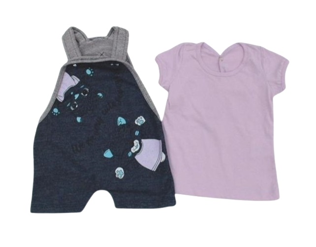 Jardineira Wilbertex Bebe Fem M/c Moletinho 2pçs