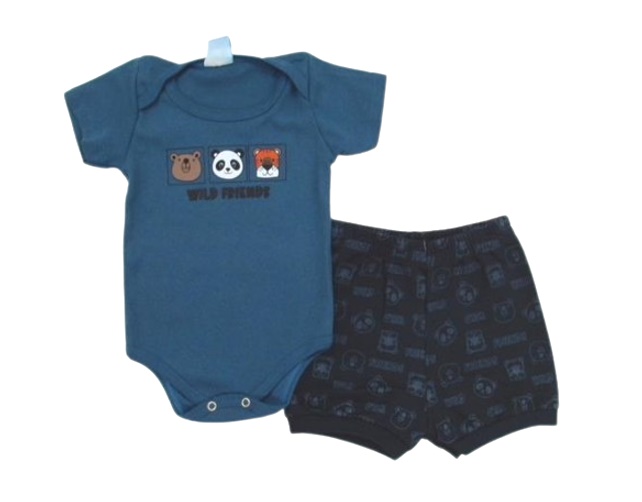 Conjunto Wilbertex Bebe Masculino Manga Curta Ribana Body