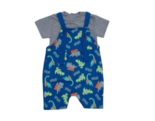 Jardineira Viston Bebe Masc M/c Moletinho 2pçs