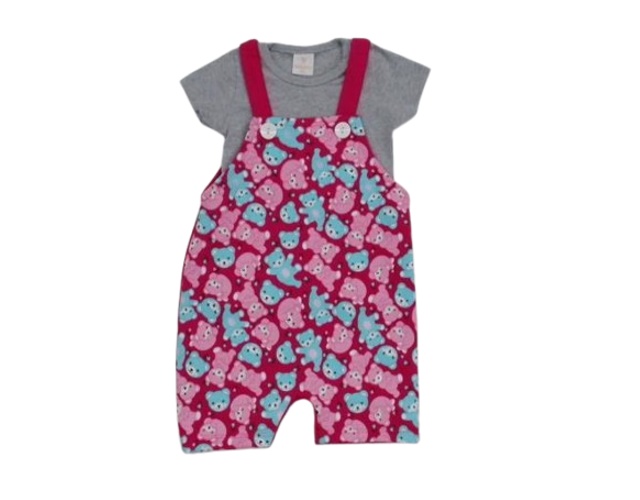 Jardineira Viston Bebe Fem M/c Moletinho 2pçs