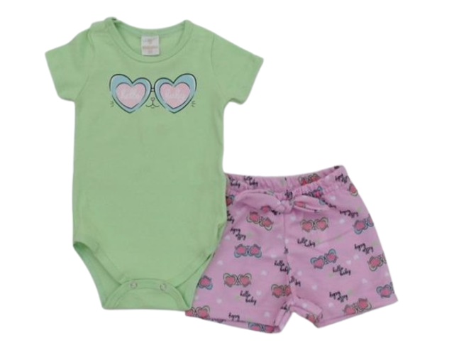Conjunto Viston Bebe Feminina Manga Curta Cotton Body Short