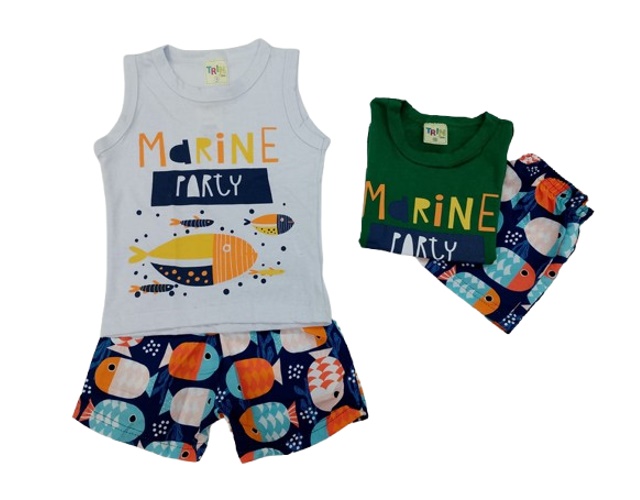 Conjunto Trin Primeiros Passos Masculino Regata Machão Malha