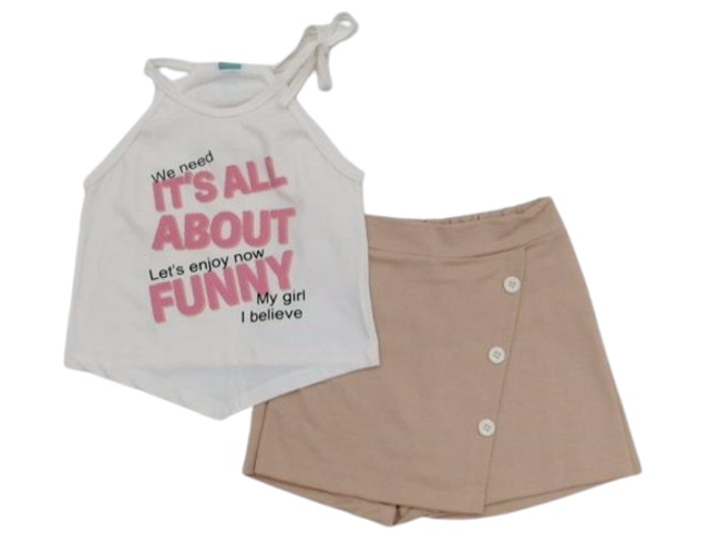 Conjunto Minhaflor Juv Fem Alça Cotton Short-saia
