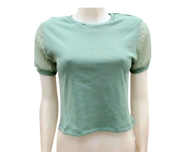 Blusa Lulian Ad Fem M/c Poli Canel Tule Cropped