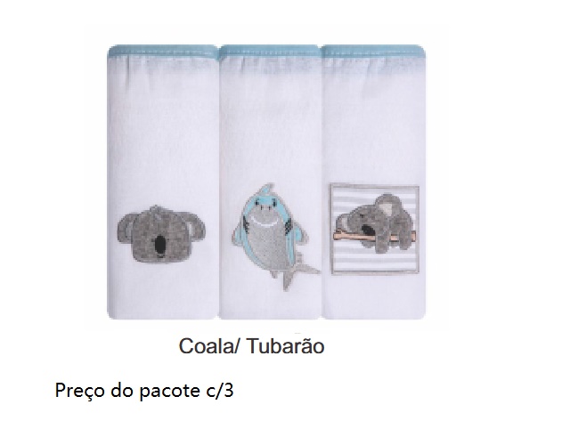 Fralda Papi Bebe Algodão Bordada C/viés (c/3) 70x70cm