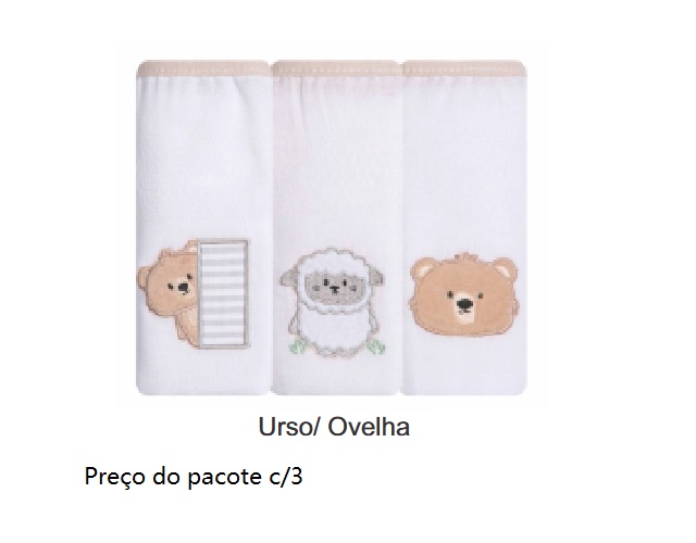 Fralda Papi Bebe Algodão Bordada C/viés (c/3) 70x70cm