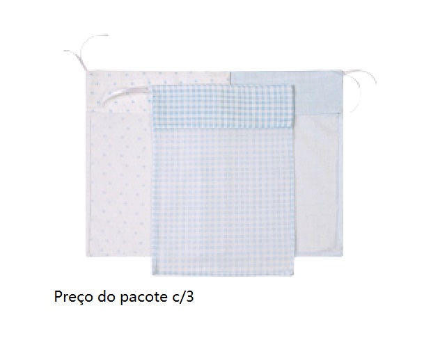 Saquinho-maternidade Papi Bebe Algodão (c/3) 40x30cm