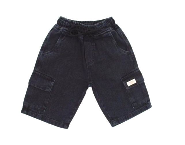 Bermuda Perbol Infantil Masculino Jeans Black Bolso Cargo