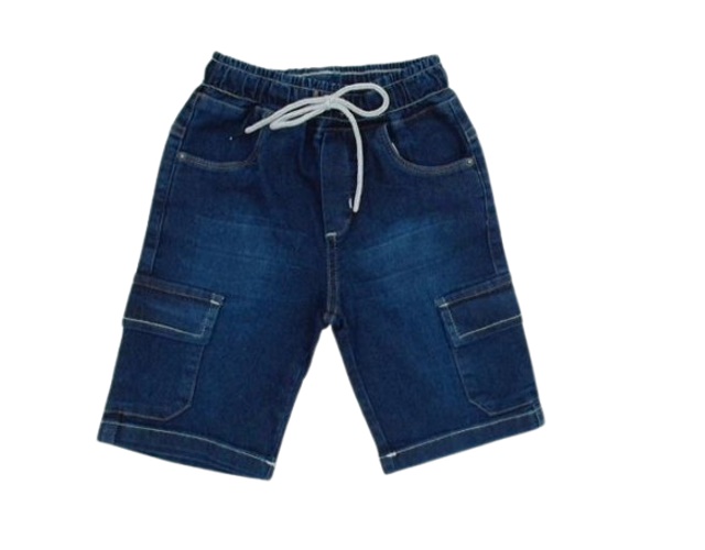 Bermuda Perbol Infantil Masculino Jeans Lycra Bolso Cargo