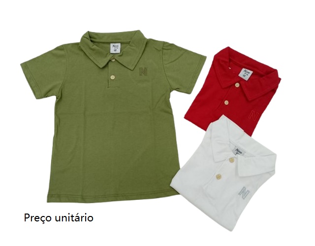 Polo Ninoking Primeiros Passos Masculino Manga Curta Malha