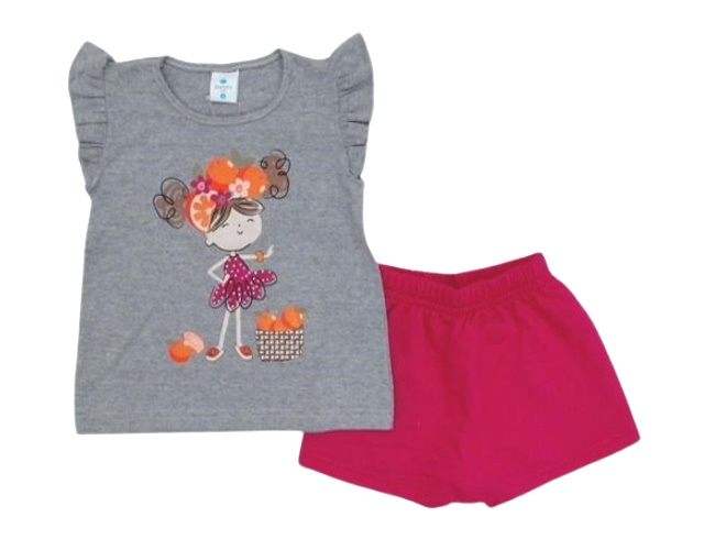 Conjunto Jositex Primeiros Passos Manga japonesa Malha Short-