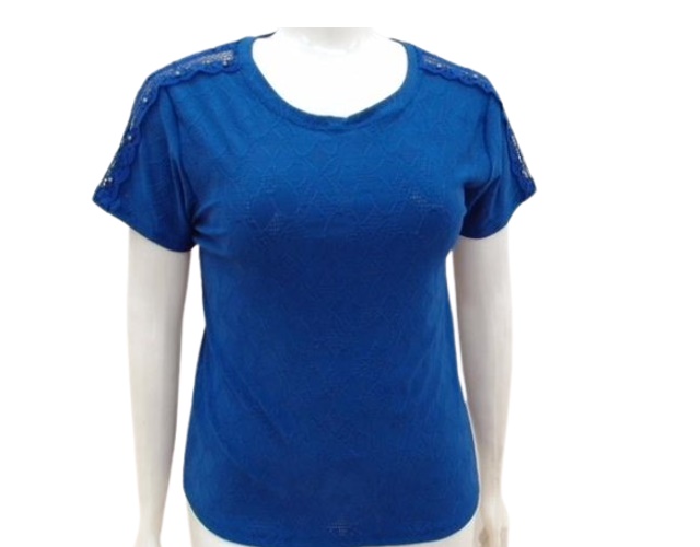 Blusa 7linhas Adulto Extra Grande Feminina Manga Curta Poliéster Lesi