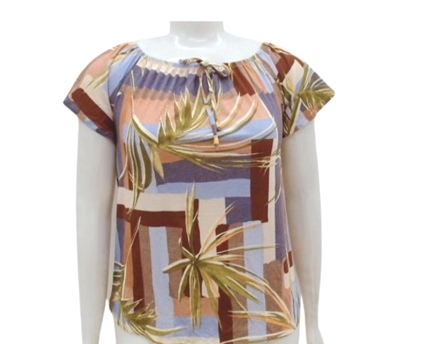 Blusa 7linhas Adulto Extra Grande Feminina Manga Curta Viscolycra Ciganinha