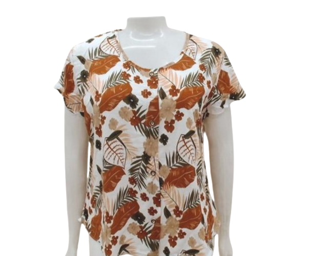 Blusa 7linhas Adulto Extra Grande Manga Curta Viscose Estampado