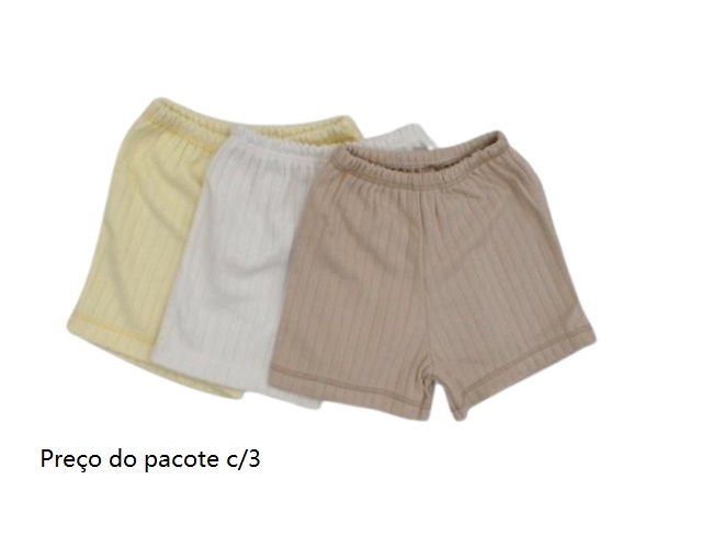 Short Timufy Bebe Neutro Malha Canelada (c/3)