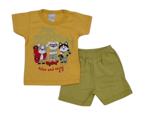 Conjunto Fashionk Bebe Manga Curta Malha