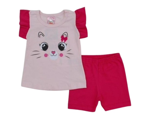 Conjunto Fashionk Bebe Manga japonesa Cotton Short